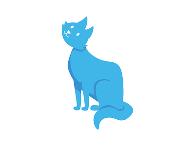 可爱的蓝猫半平面彩色矢量字符(Cute blue cat semi flat color vector character)