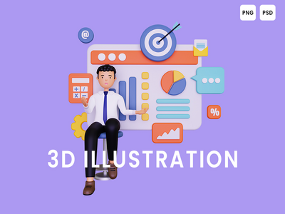 业务演示 3D 插图(Business presentation 3D Illustration)