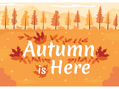 秋天来了海报平面矢量模板(Autumn is here poster flat vector templates)