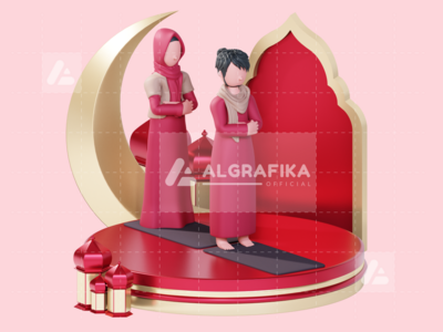 斋月贾巴尔的 3D 人物插图(3D Character Illustration Ramadan Kareem)