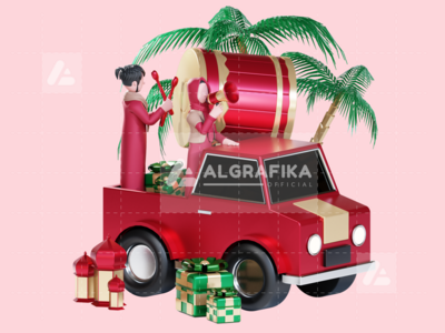 斋月贾巴尔的 3D 人物插图(3D Character Illustration Ramadan Kareem)