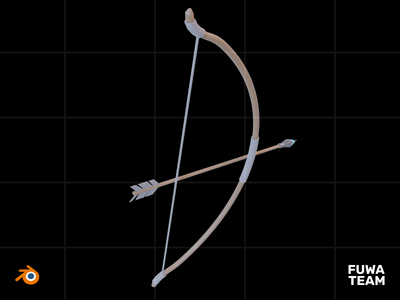 3D 游戏设备在黑暗插图包中发光 - 弓箭(3D Game equipment glow in the dark illustration pack - Bow and Arrow)