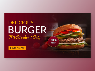 汉堡社交媒体明信片模板设计(Burger Social Media Post Card Template Design)