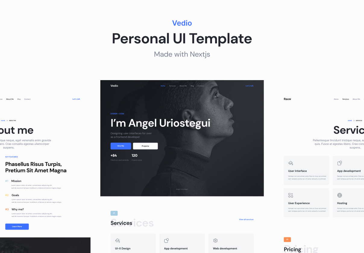 Vedio - Nextjs个人UI模板 (Vedio - Nextjs Personal UI Template)