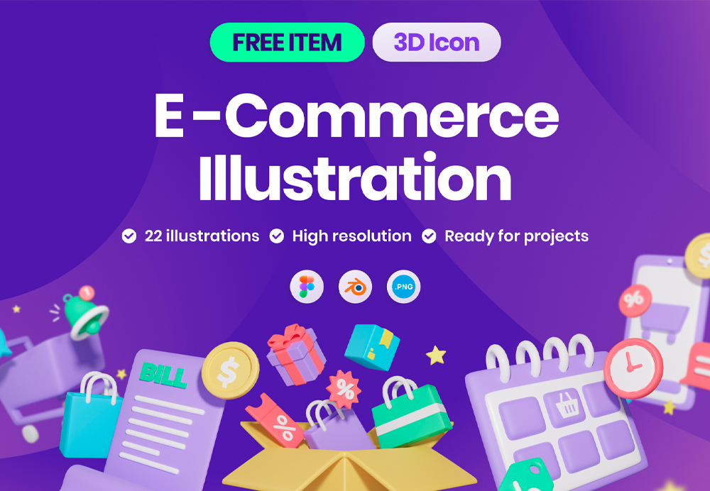 3D电子商务插图包 (3D E-Commerce Illustration Pack)