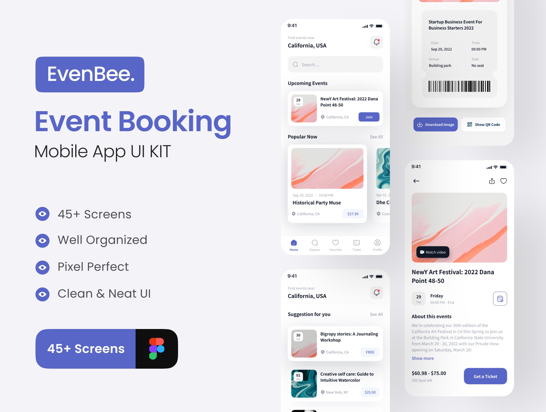 EvenBee - Event Booking App UI KIT (EvenBee - Event Booking App UI KIT)