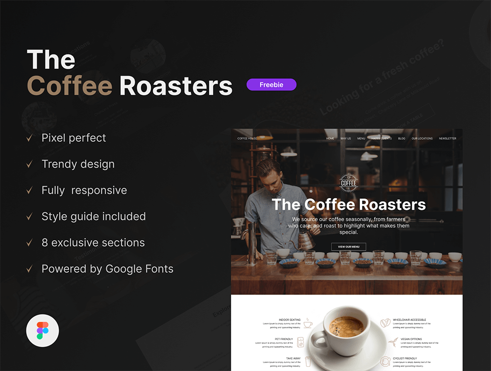 咖啡烘焙师 - Figma Onepage Template (The Coffee Roasters - Figma Onepage Template)