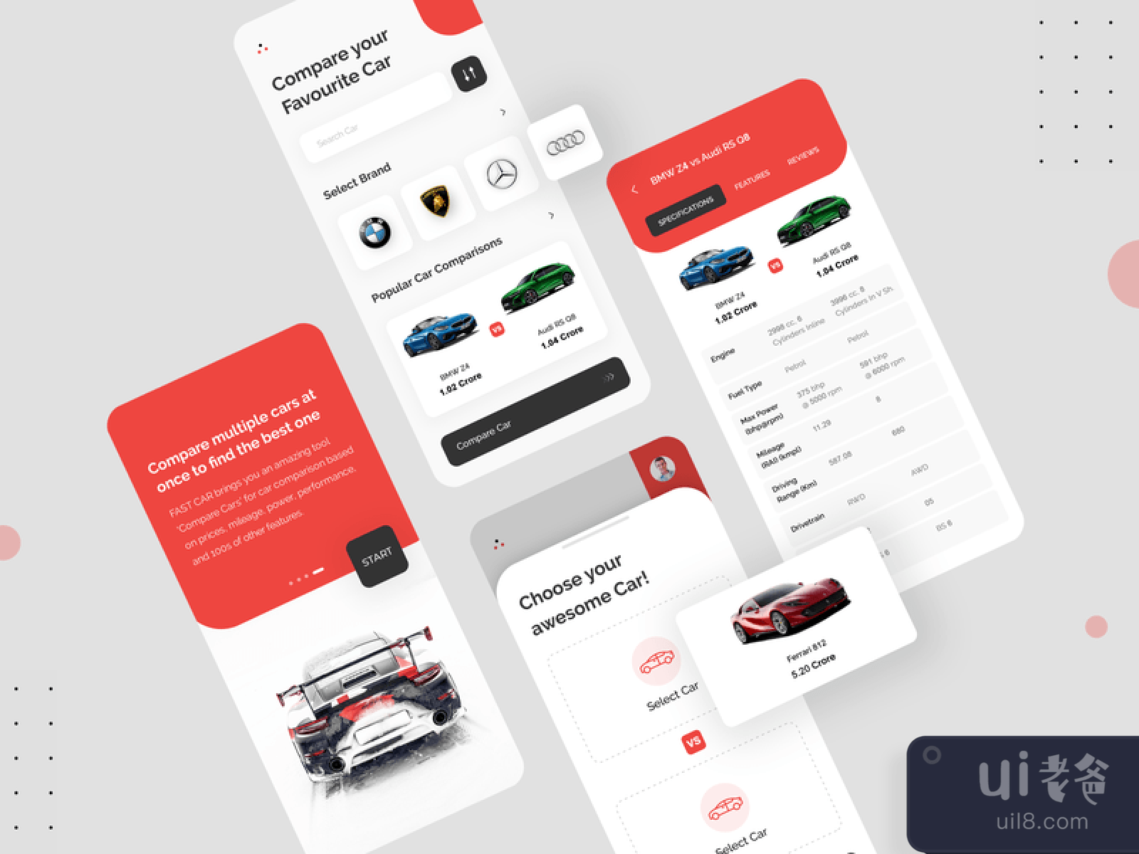 Car Comparison App for Figma and Adobe XD No 1