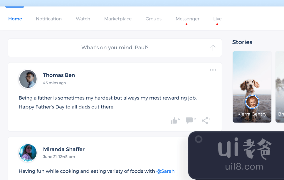 Facebook Redesign for Figma and Adobe XD No 3