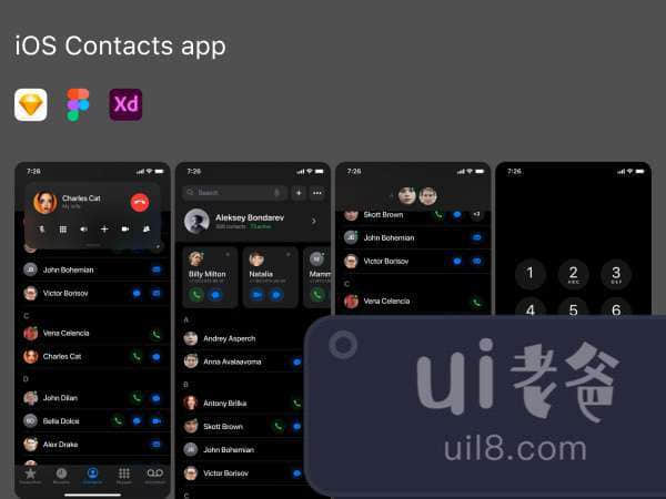 iOS Contacts Apps for Figma and Adobe XD No 1 iOS Contacts Apps for Figma and Adobe XD No 1