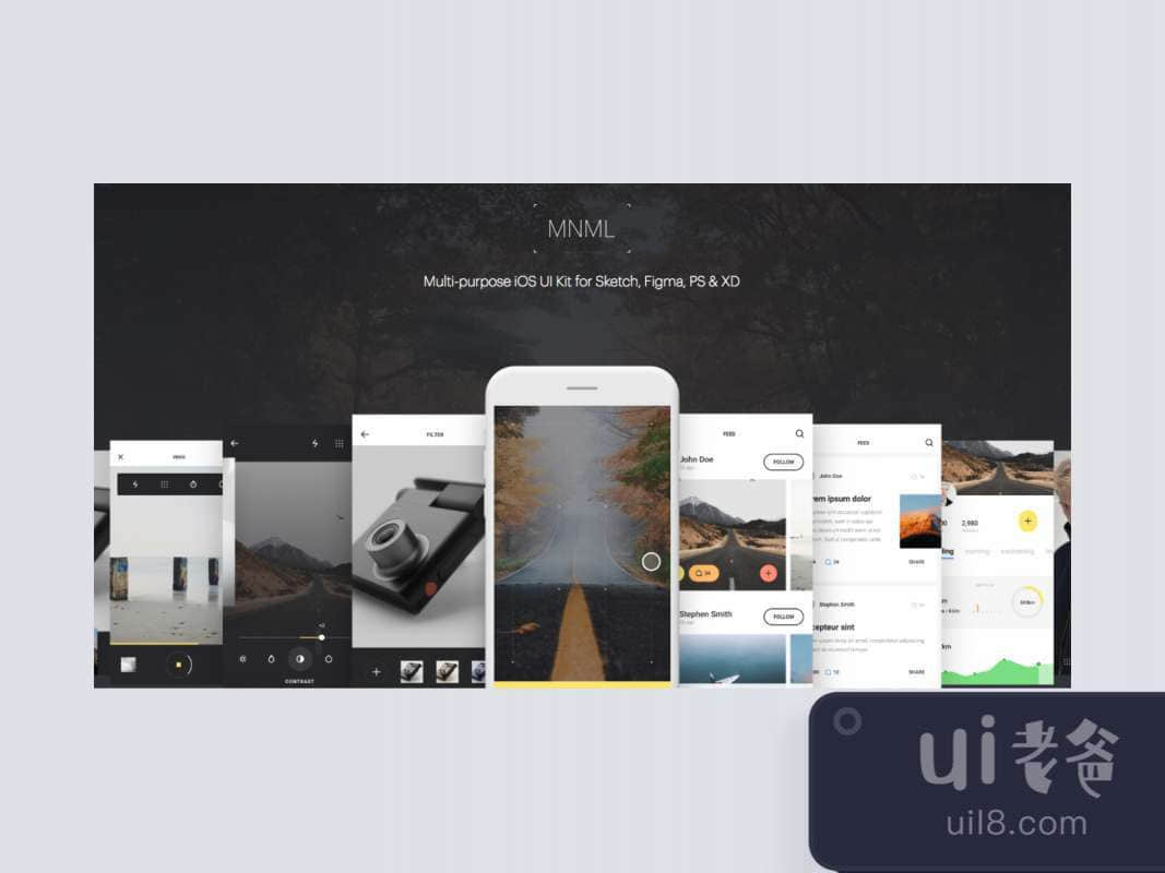 MNML iOS UI Kit for Figma and Adobe XD No 1