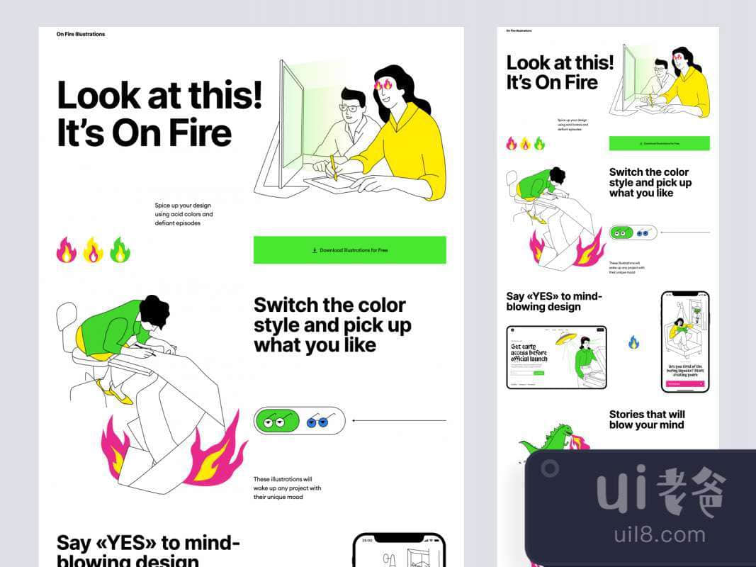 On Fire Free Illustrations for Figma and Adobe XD No 1 On Fire Free Illustrations for Figma and Adobe XD No 1