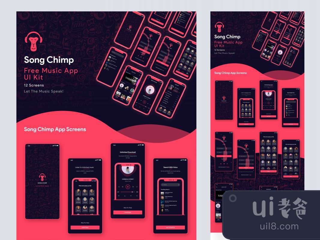 Song Chimp - Free Music App for Adobe XD for Figma and Adobe XD No 1 Song Chimp - Free Music App for Adobe XD for Figma and Adobe XD No 1