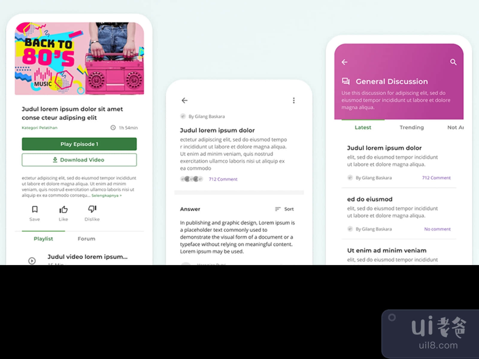 E-learning App UI Kit for Figma and Adobe XD No 1