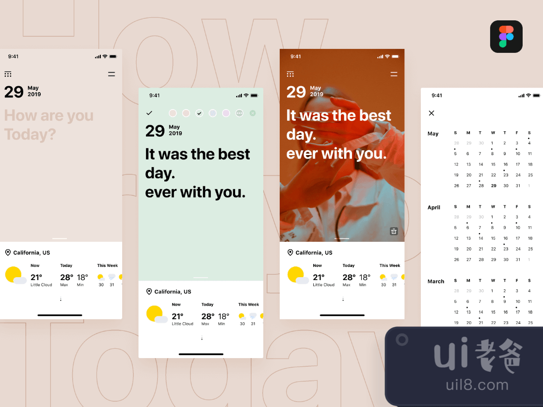 Weather Diary App for Figma and Adobe XD No 1 Weather Diary App for Figma and Adobe XD No 1