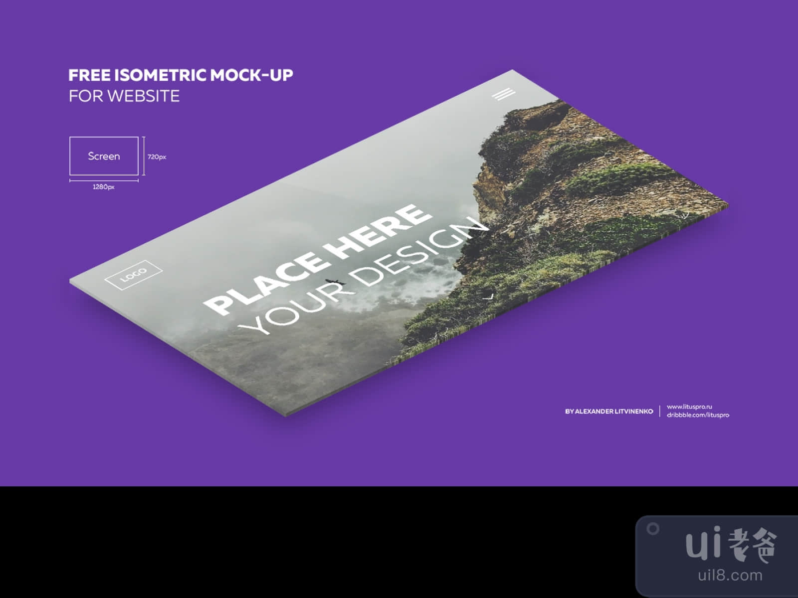 Isometric Website Mockup for Figma and Adobe XD No 1 Isometric Website Mockup for Figma and Adobe XD No 1