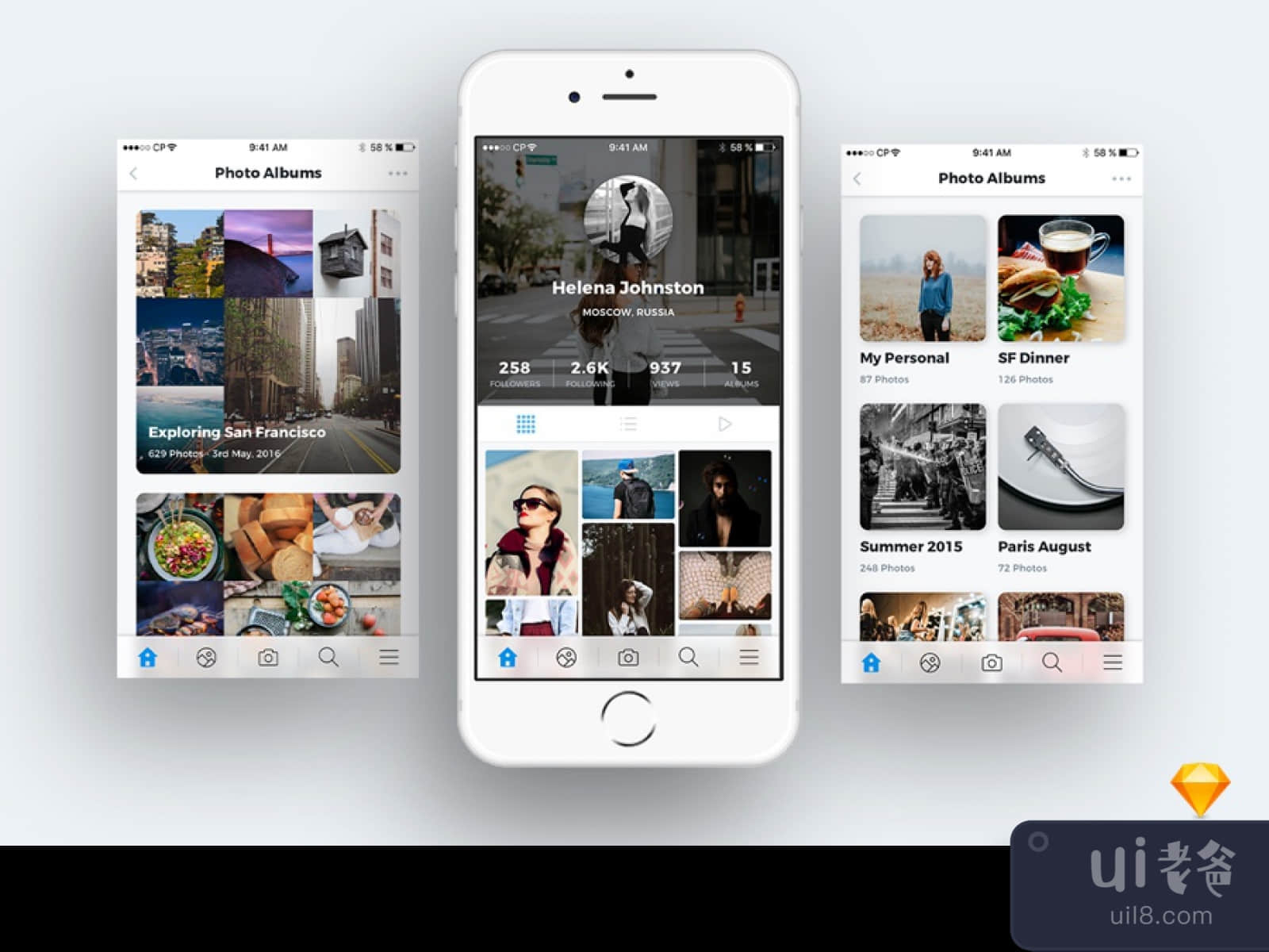 Photo Sharing App UI Kit for Figma and Adobe XD No 1