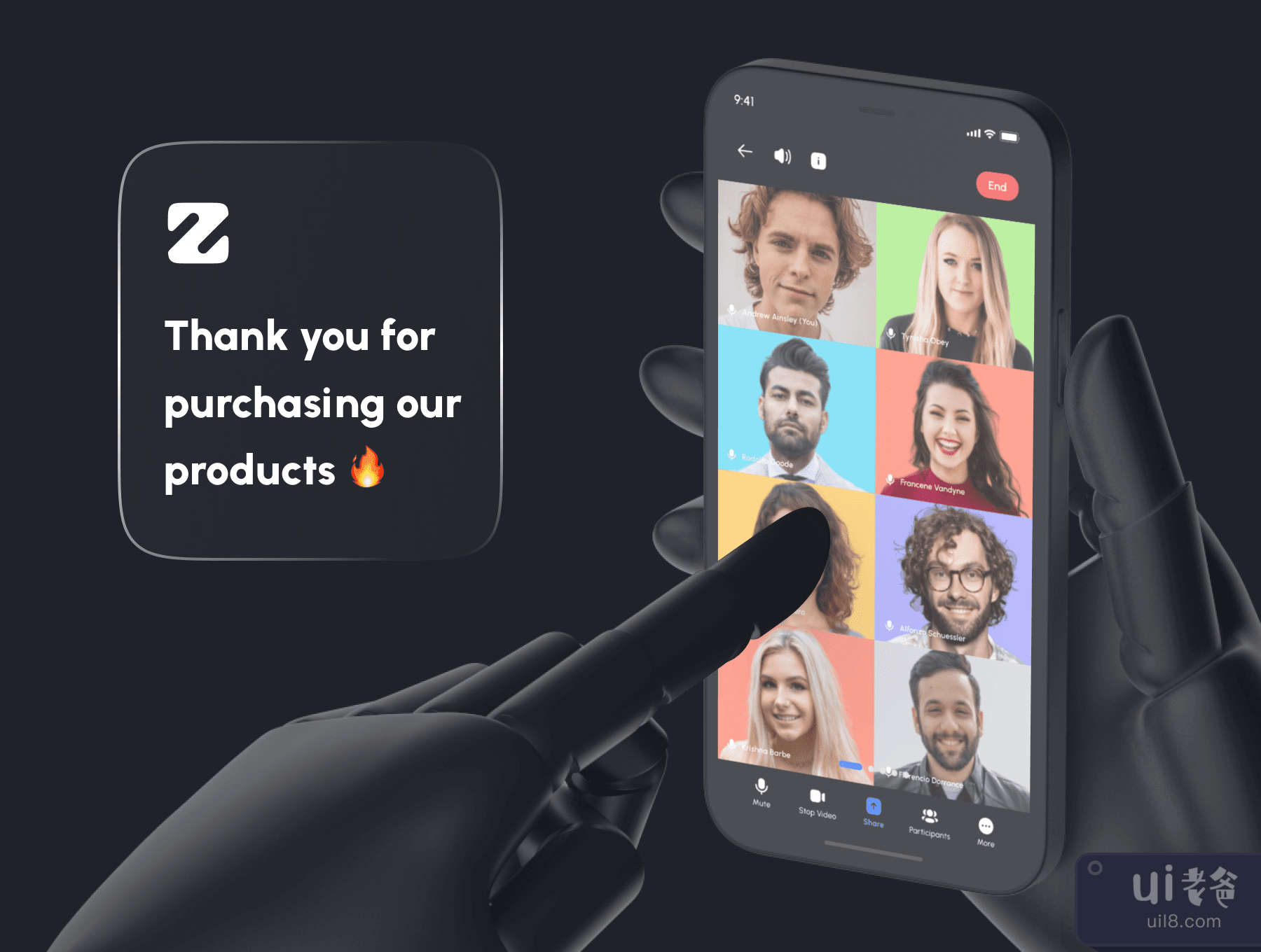 Zomo - 视频会议和在线会议应用UI工具包 (Zomo - Video Conferencing & Online Meeting App UI Kit)插图7