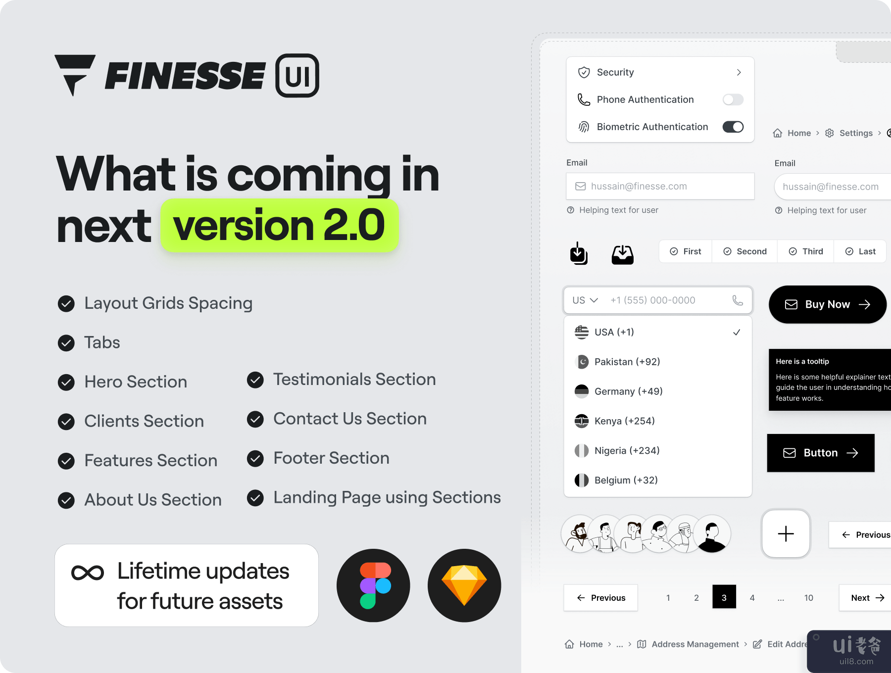 Finesse UI - Figma UI 工具包和设计系统 - V1.0 (Finesse UI – Figma UI Kit and Design System - V1.0)插图