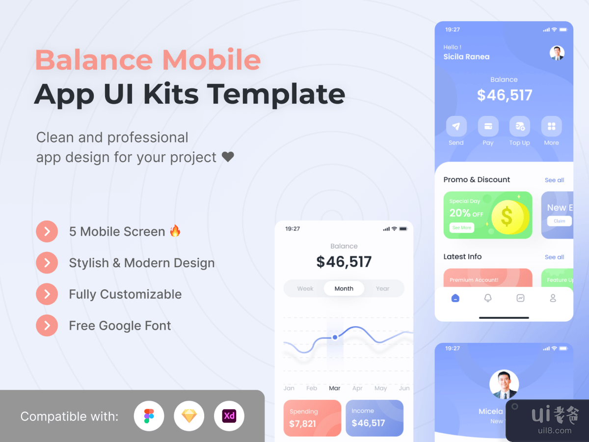 Finance Mobile UI Kits Template