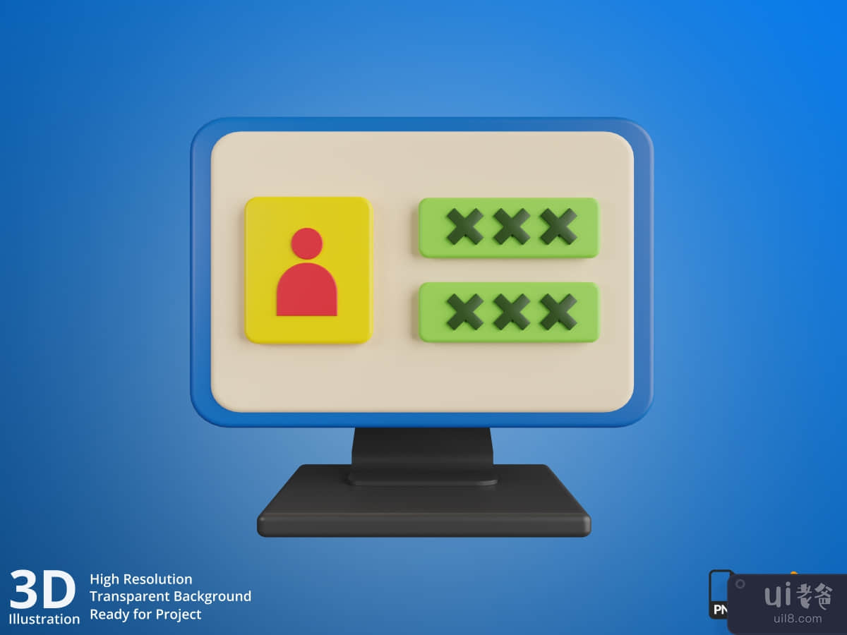 Login Web - Web Design 3D Illustration