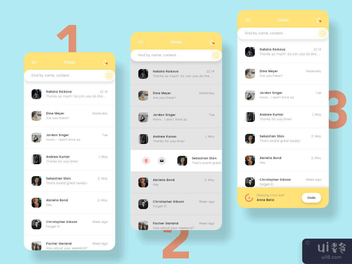 Chat and Chat's actions screens concept
