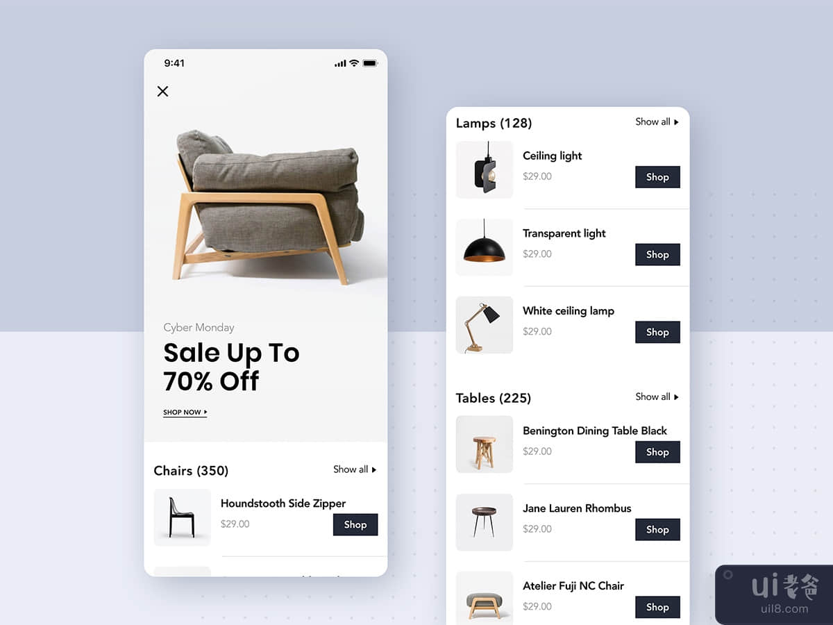 Furniture Shop Mobile App UI Concept