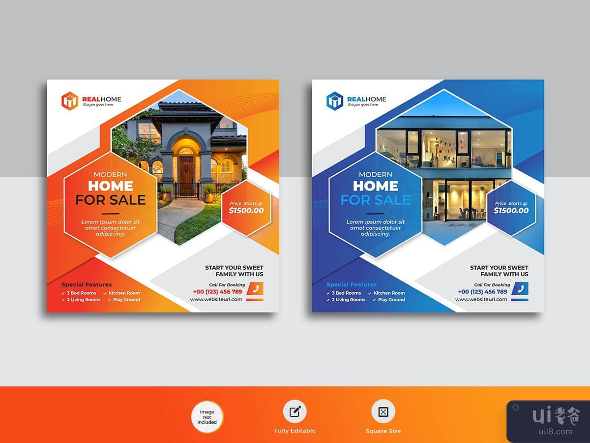 Real estate business agency web banner post template 