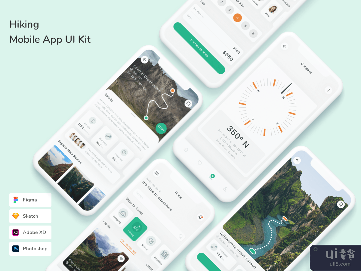 Hiking Mobile App UI Kit
