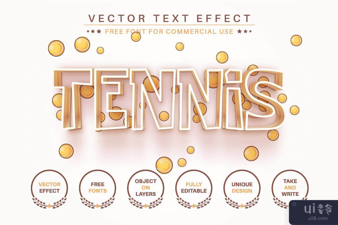 打网球 - 可编辑的文字效果，字体样式(Play Tennis - Editable Text Effect, Font Style)插图2