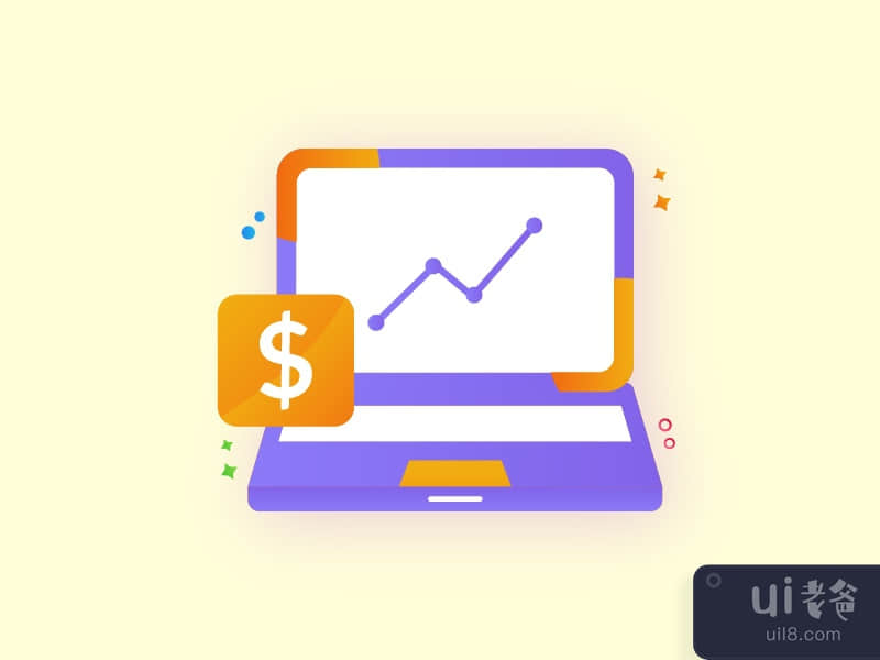 Viewing stock market on laptop