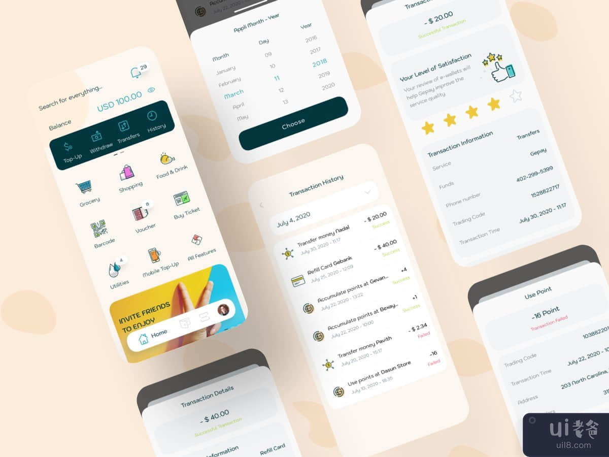 Transaction History Digital Wallet Mobile UI Kit