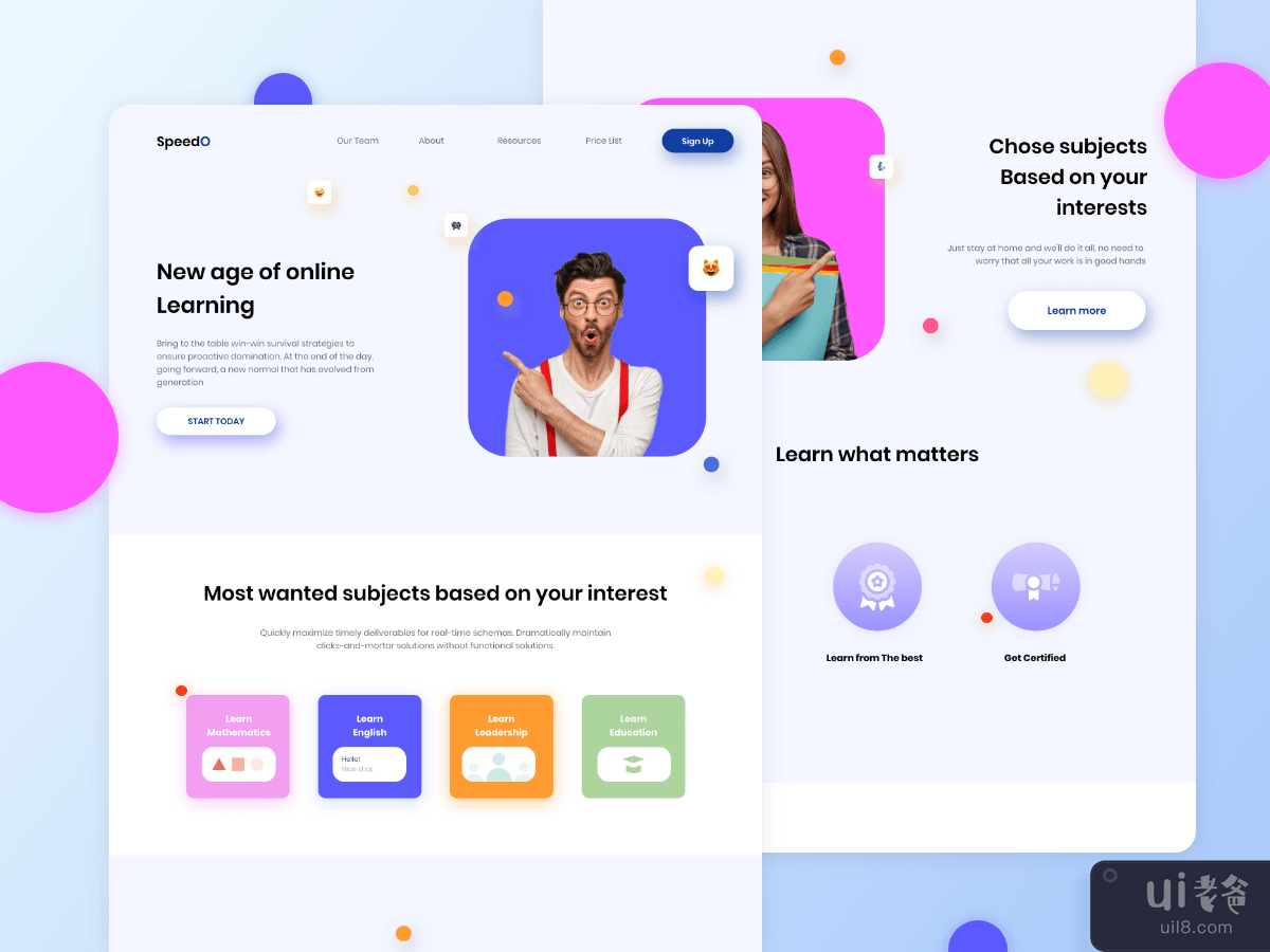 Online Learning Landing Page
