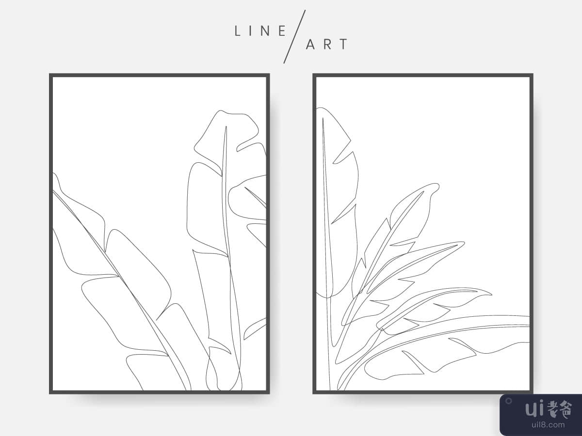 Banana leaves line art