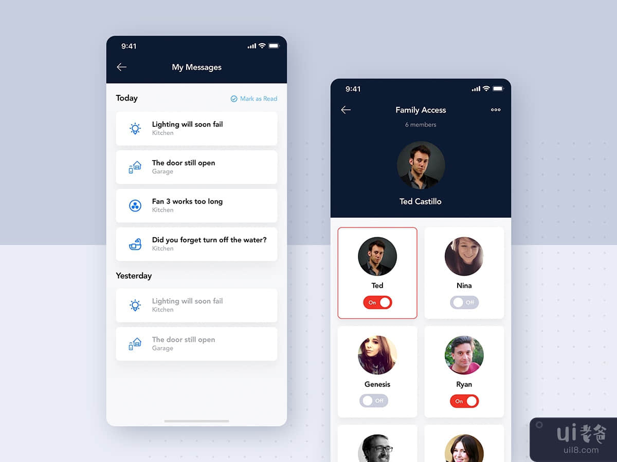 Smart Home Controller mobile UI template