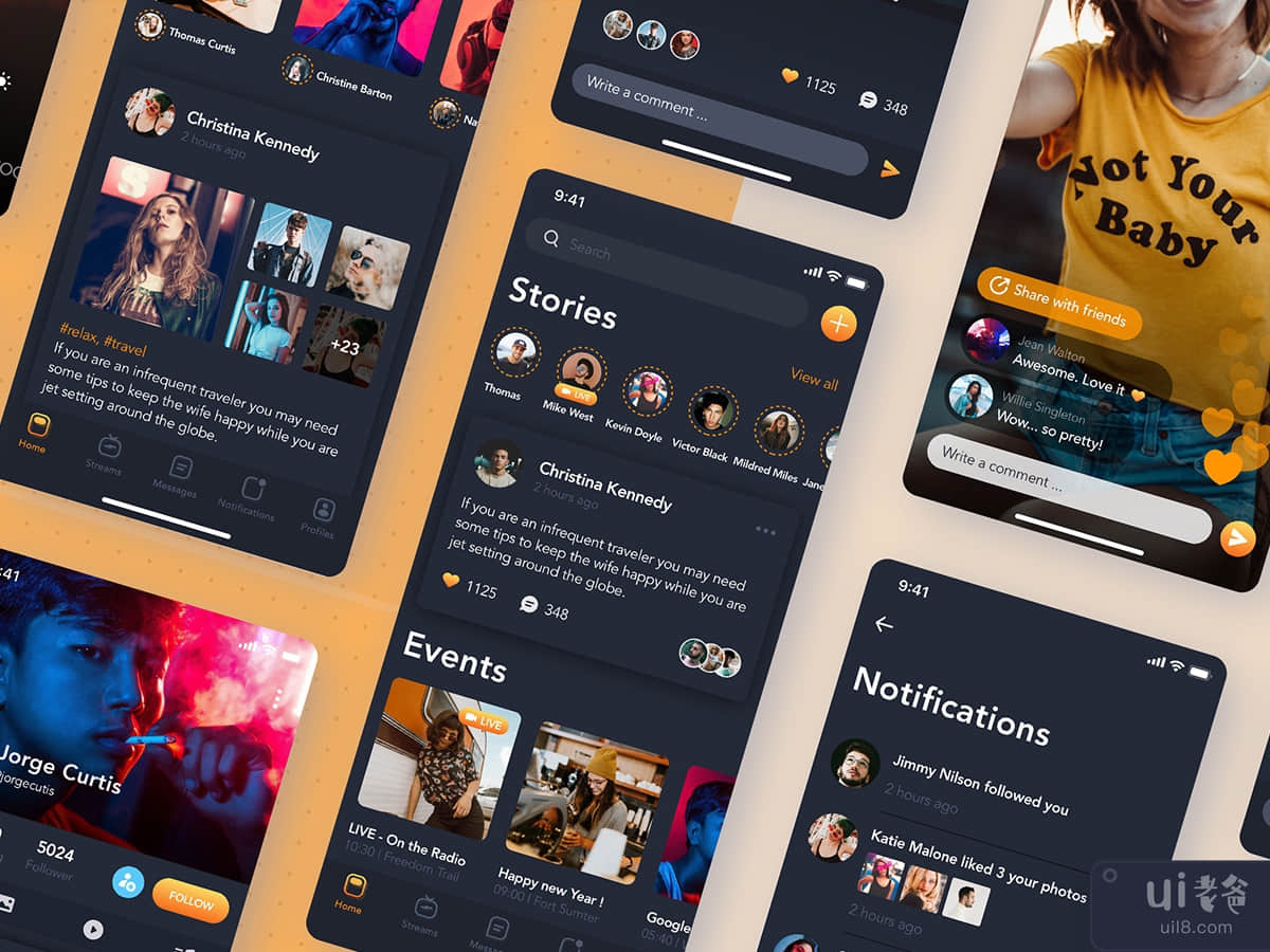 Streaming Video Social mobile UI concept