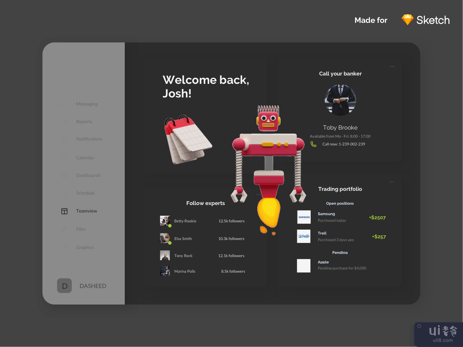 Stocks Dashboard Dark Theme