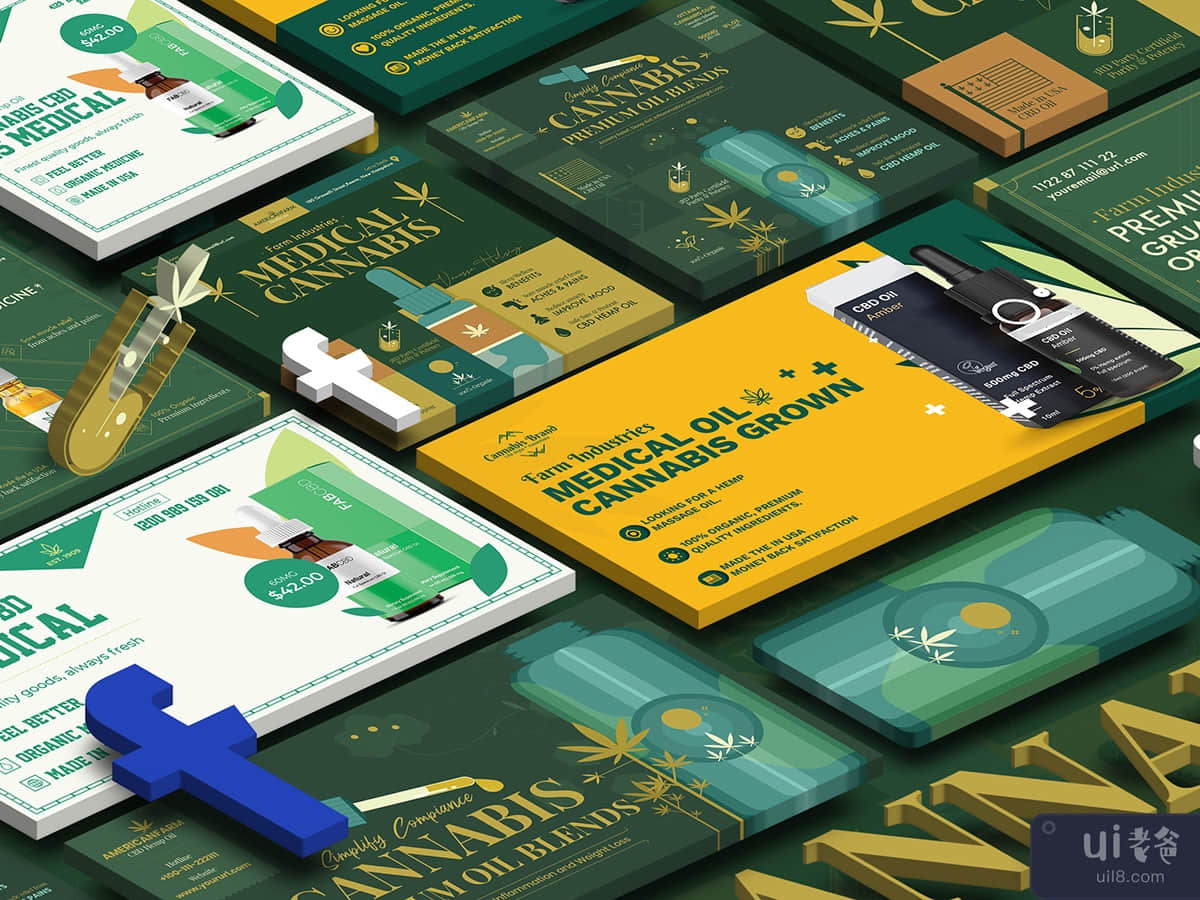 Cannabis Hemp Oil Products Facebook Ad PSD Template
