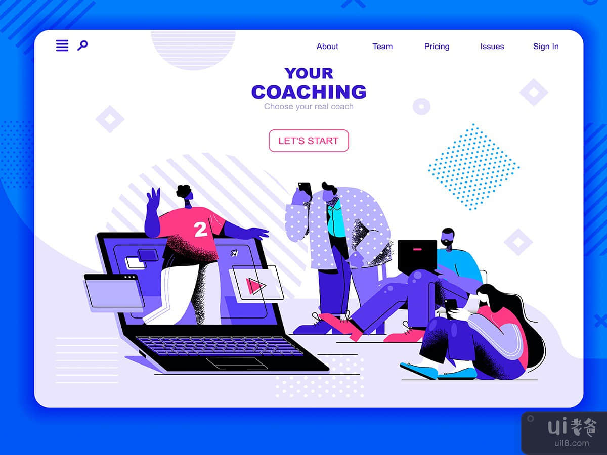 Coaching Flat Concept Landing Page Header
