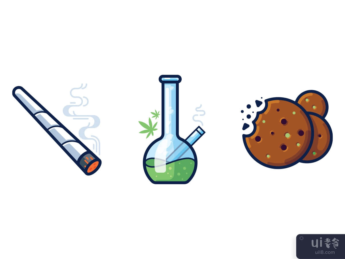 Cannabis: bong, cookies and joint