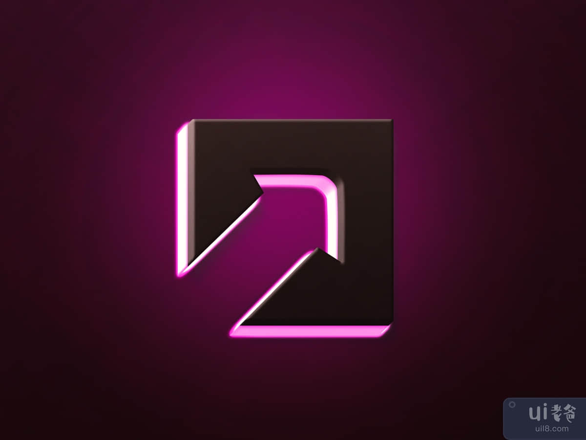 3D Logo Mockup with Neon Light Effect