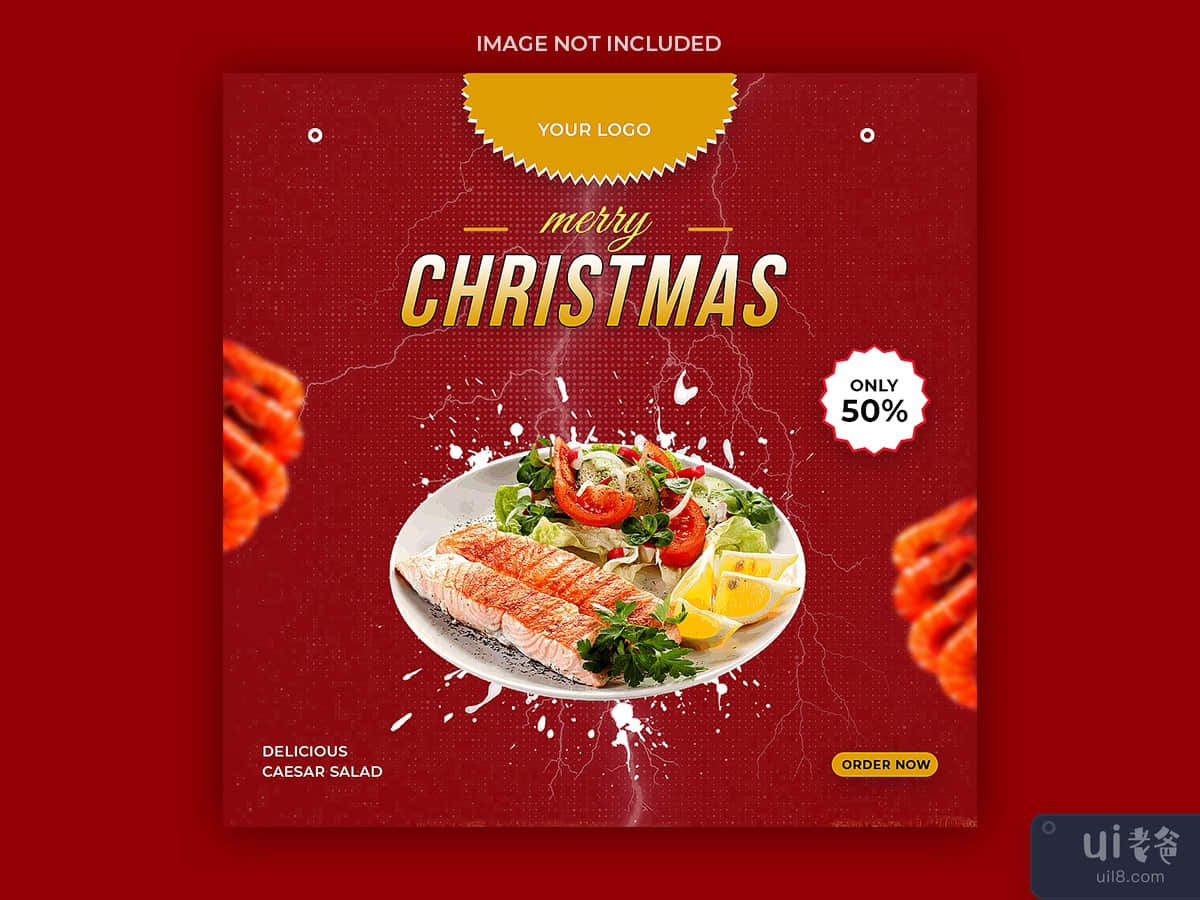 Christmas social media post for restuarant delicious menu template 