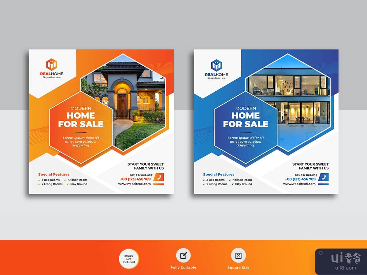 Real estate business agency web banner post template 