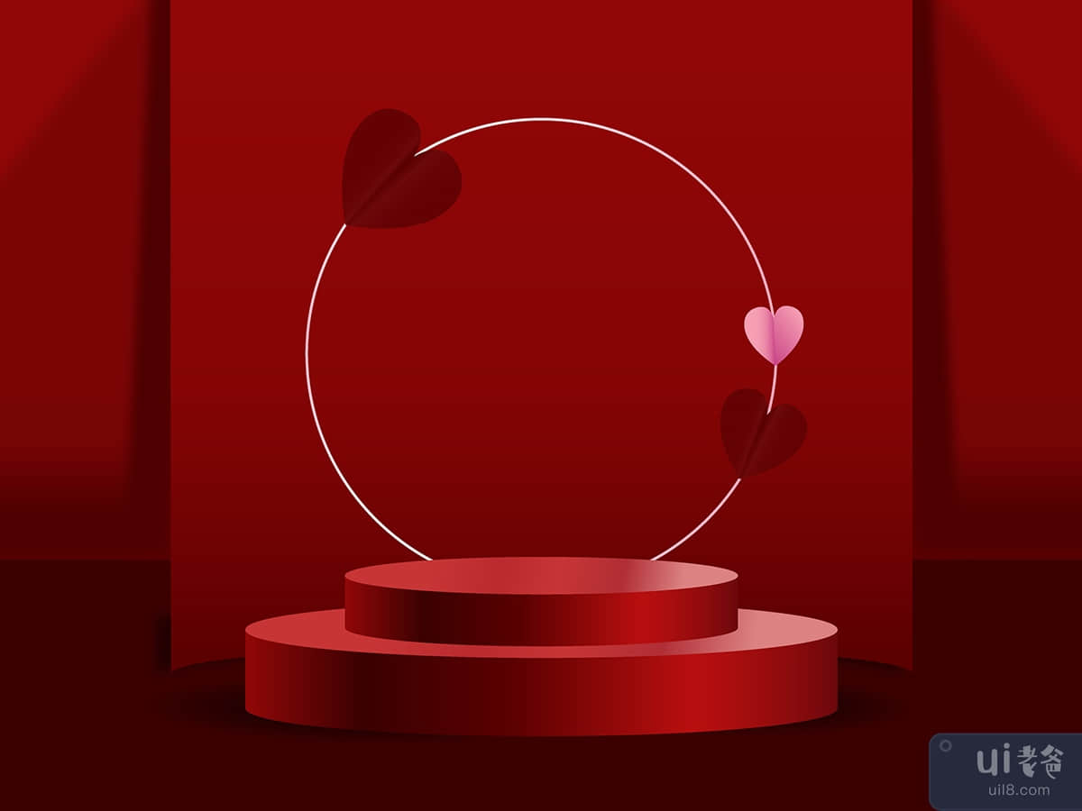 3d valentine podium scene for product display or placement