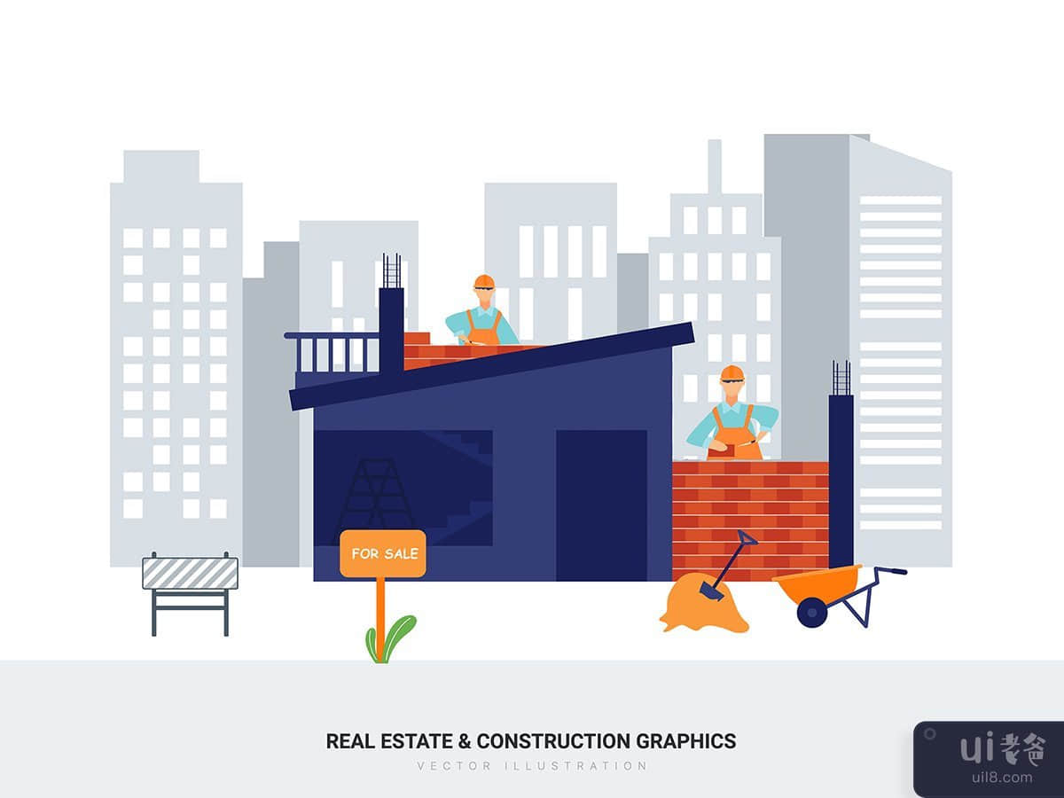 A “For Sale” sign in front of a built house