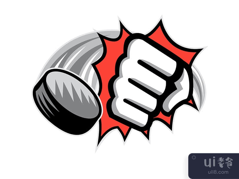 Fist Breaking Wall Hockey Puck 