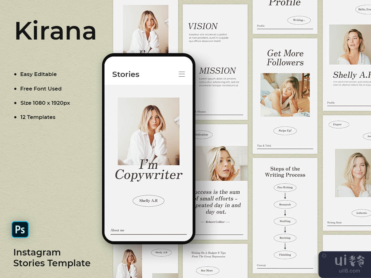 Kirana - Copywriter Instagram Stories Template