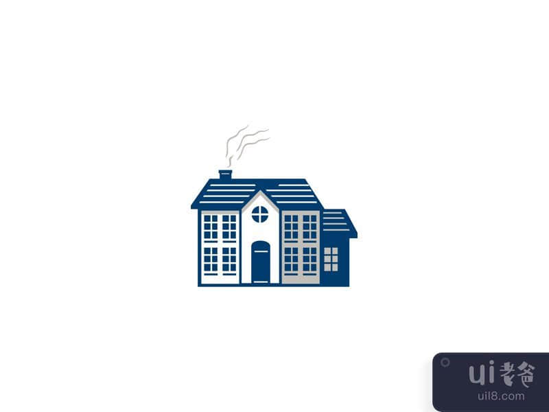 American Traditional House Isolated Retro