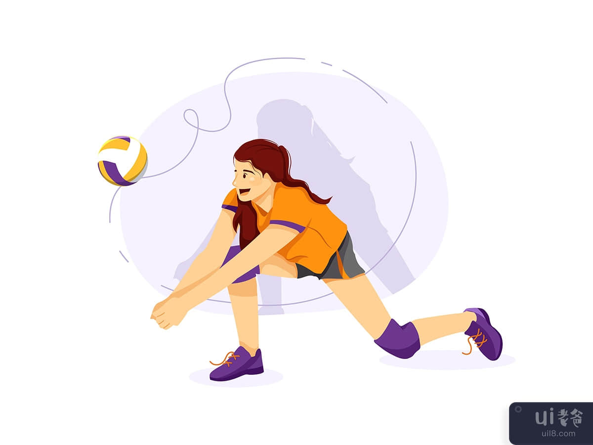 Volley ball players playing volleyball in ground