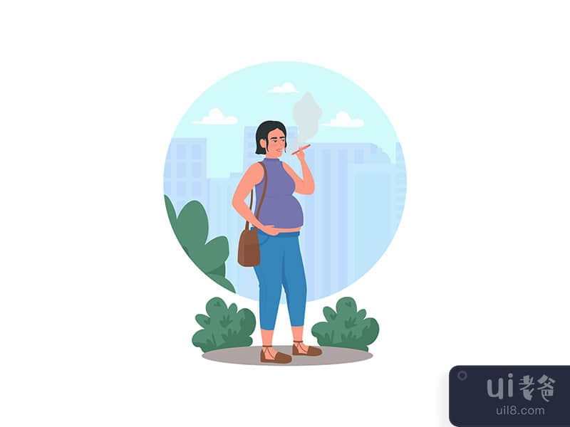 Smoking during pregnancy 2D vector web banner, poster